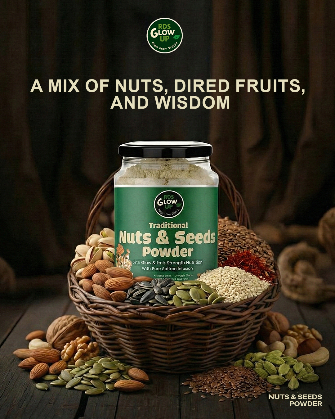 RDS Glow Up -Premium Traditional Nuts & Seed Powder 250g
