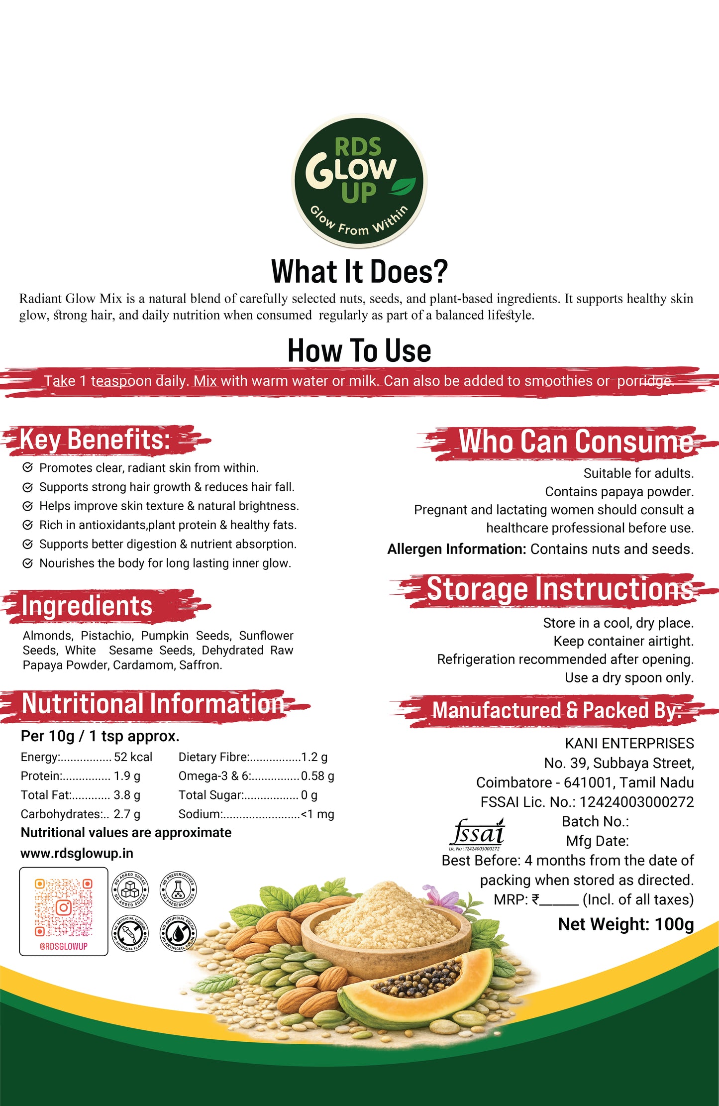 RADIANCE GLOW BLEND-RDSGLOWUP- 100g