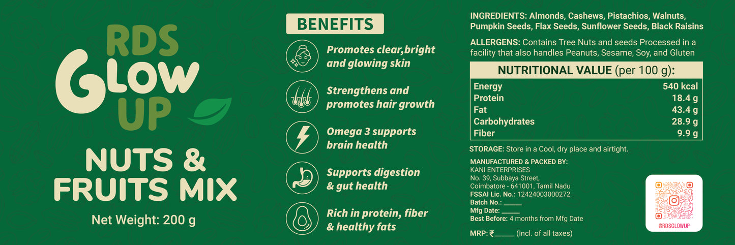RDS GLOWUP premium nuts,seeds and fruits mix  LIMITED EDITION